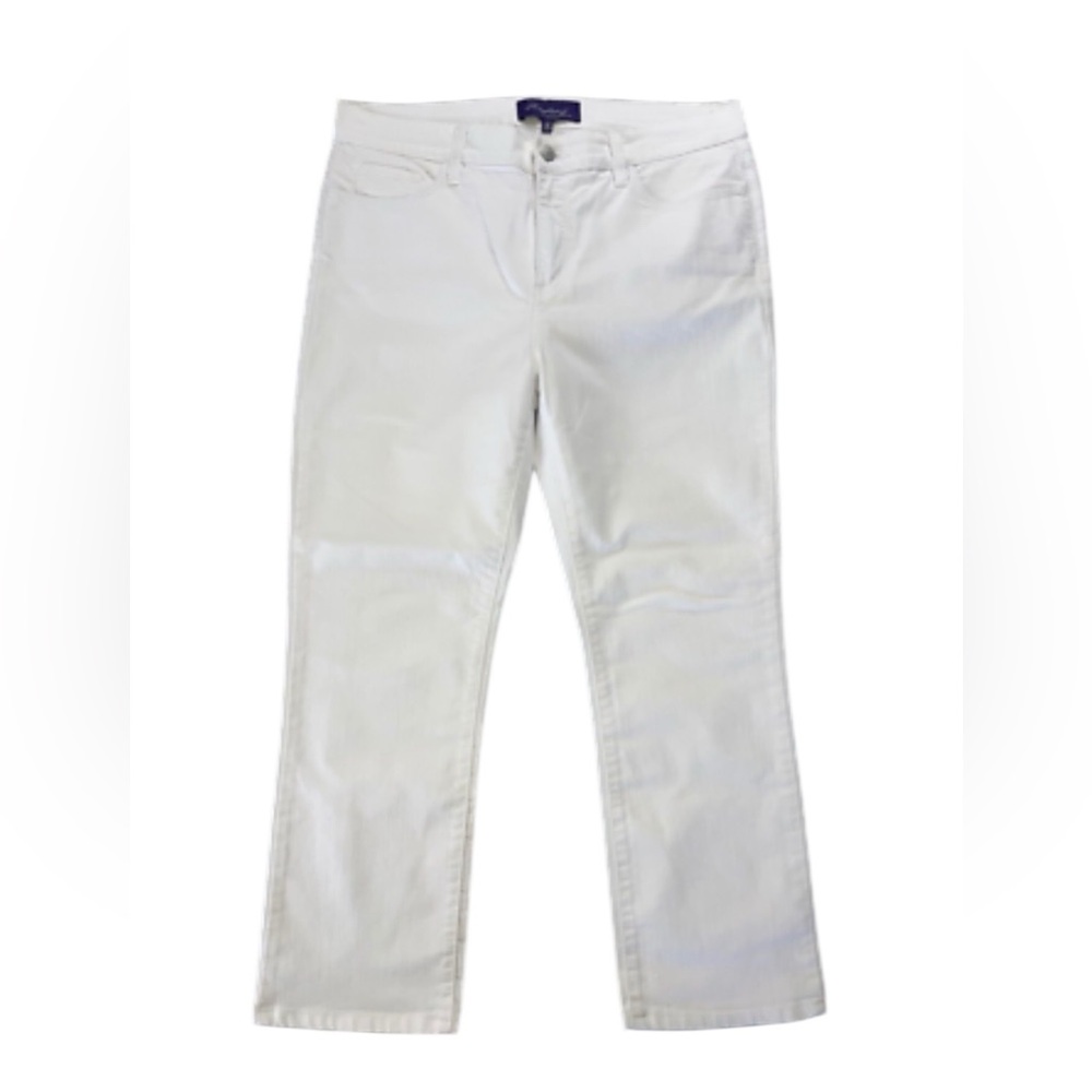 NYDJ Lift Tick embellished women’s 18 straight leg white denim stretch jeans
